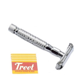 OdontoMed2011® Classic Dual Edge Shaving Safety Razor Shaver Long Handle with 5 Pcs Double Edge Razor Blades BTS-334