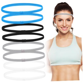 TOVINANNA 8pcs Elastic Sports Headbands for Men Women Nonslip Hair Bands Grey Comfortable Thin Workout Headbands for Running Yoga Gym Daily Use