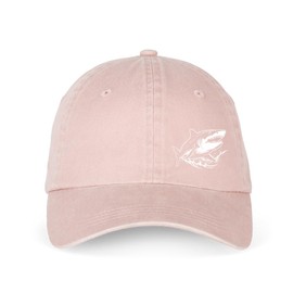 MAINLY SOCKS Baseball Cap Hat Embroidered Shark 100% Organic Cotton Christmas or Birthday Gift Eco-Friendly Adjustable (Organic Cotton, Washed Petal Rose)