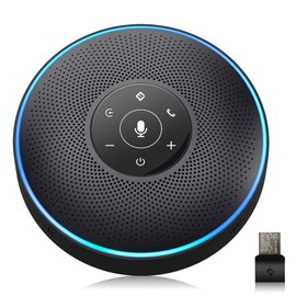 Bluetooth Speakerphone - eMeet M2 Black Conference Speaker for 5-8 People Business Conference 360º Voice Pickup 4 AI Microphone Self-Adaptive Conference Call Speaker Skype USB Speakerphone…