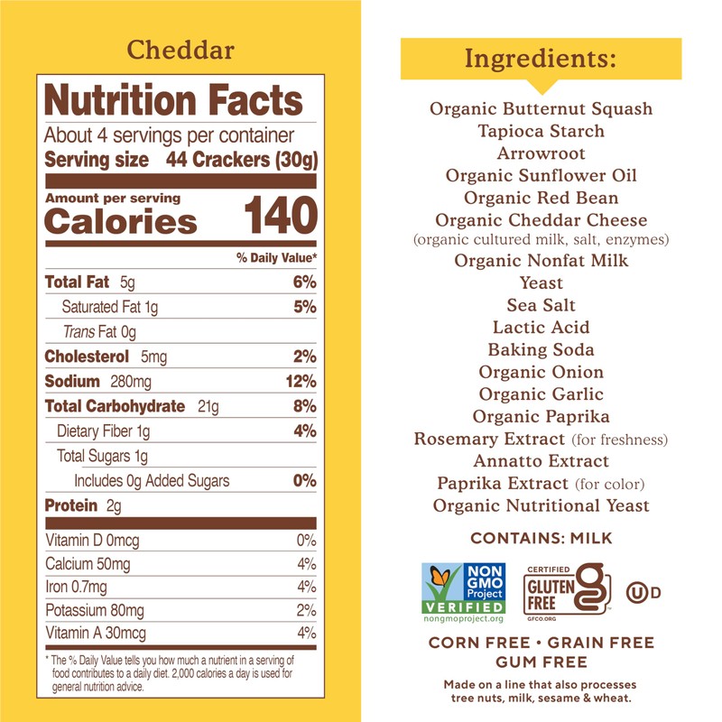 Simple Mills Pop Mmms Cheddar Baked Snack Crackers, Gluten Free,