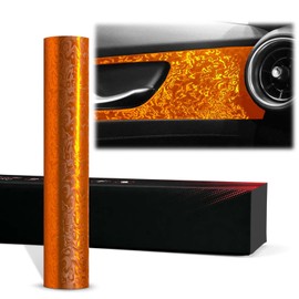 2pcs 4"x8" (10cmx20cm) Sample PET Damascus Forged Satin Lava Orange Vinyl Wrap Auto Car Sticker Decal Film Sheet Bubble Free Air Release Technology