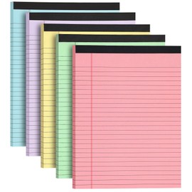 Thboxes Colored Legal Pads 8.5 x 11, Wide Ruled 5 Pads 150 Sheets
