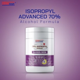 Germisept Toallitas con alcohol isopropílico al 70% - Paños y toallitas de limpieza de primeros auxilios - Compra a granel (4 x 150 recipientes = 600 