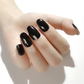 Nanosase Nail Stickers Art, Stylish Nail Polish Strips with Extra Replacement Nail Decals.(Set of 2) (A01 Licorice Black)