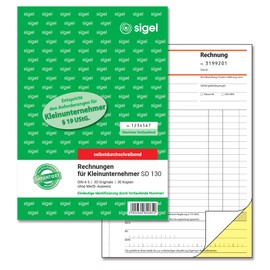 SIGEL SD130 Small Business Invoices A5, 2 x 30 Sheets, Self-Copying, Made from Sustainable Paper