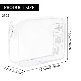 ZPLASK 2 Pcs Airport Security Liquids Bags, Clear Travel Toiletries Bag, Clear Toiletry Bag Carry On Liquid Bag Clear Shower Bag for Travel Accessories Wash Bag for Travelling and Holiday