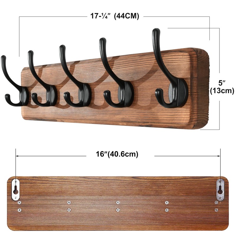 SKOLOO Rustic Wall Mounted Coat Rack, Case of 2, Pine