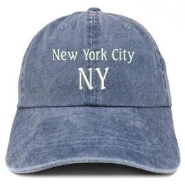 Trendy Apparel Shop New York City NY Embroidered Pigment Dyed Washed Baseball Cap - Navy