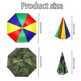MUNSKT Pack of 2 Foldable Umbrella Hat with Elastic Band Camouflage Watermelon Pattern for Outdoor Fishing Golf Activities