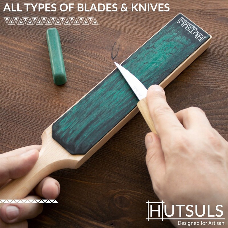 HUTSULS Double Sided Leather Strop Paddle Compound Knife Kit Sharpener