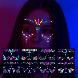 Neon face sticker points for club party makeup / 클럽 파티 메이크업용 네온 얼굴 스티커 포인트