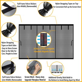 SANJINFON Garage Door Screen for 2 3 Car Garage 17x9 FT - Magnetic Retractable Fiberglass Mesh 17x9ft & Heavy Duty Weighted Bottom, Include Screws & Repair Patches Easy Assembly for Patio Workshop Gym