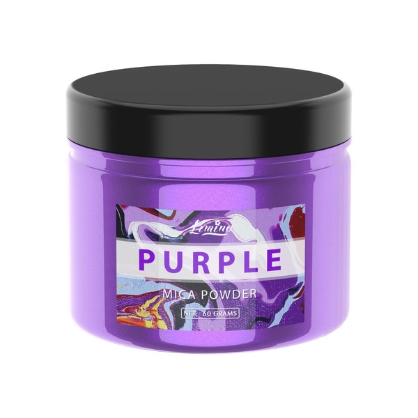 Metallic Epoxy Resin Dye - 60g Mica Powder Pigment Epoxy Resin for Epoxy Resin, Soap Making - Natural Mica Powder for Resin Art, Painting, Nail Art, Bath Bomb (Purple)