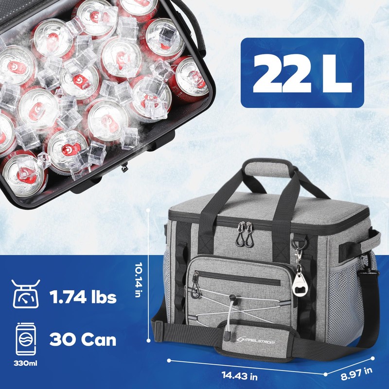 Maelstrom Soft Sided Cooler Bag,30 Can Collapsible Insulated Ice Chest