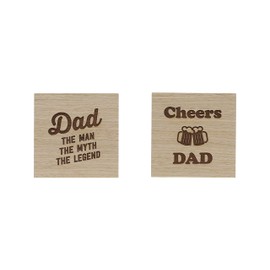Pearhead Fatherhood Wooden Coaster Set, New Dad and Soon-to-Be Father Accessory, Home Décor Kitchen Accessory, Bar Coasters Set of 2