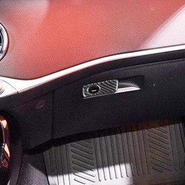 SUNJIKA Compatible with Carbon Fiber Car Interior Co-Pilot Storage Box Handle Cover Trim Decoration Sticker Accessories for KIA Stinger GT 2019 2020 2021 2022 2023 (Black)