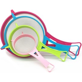 LYSAIMG 4Pcs Mesh Strainer Colander Set,4 Pcs Foldable Funnel for Kitchen,Suitable for Food Soy Milk Flour Sieve Long Handle Sieve Strainer Fine Strainer Tea Filter