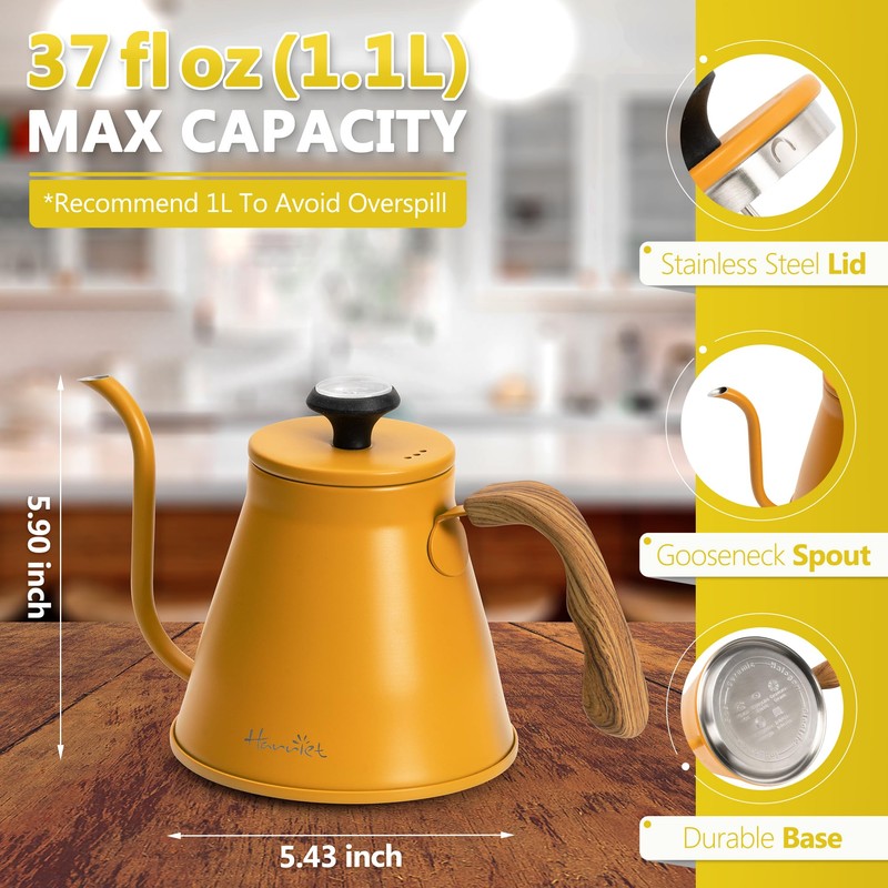 Harriet Gooseneck Kettle with Thermometer for Pour Over Coffee and