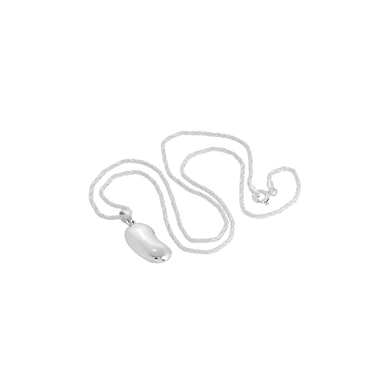 jewellerybox Sterling Silver Kidney Bean Necklace 18 Inches Chain
