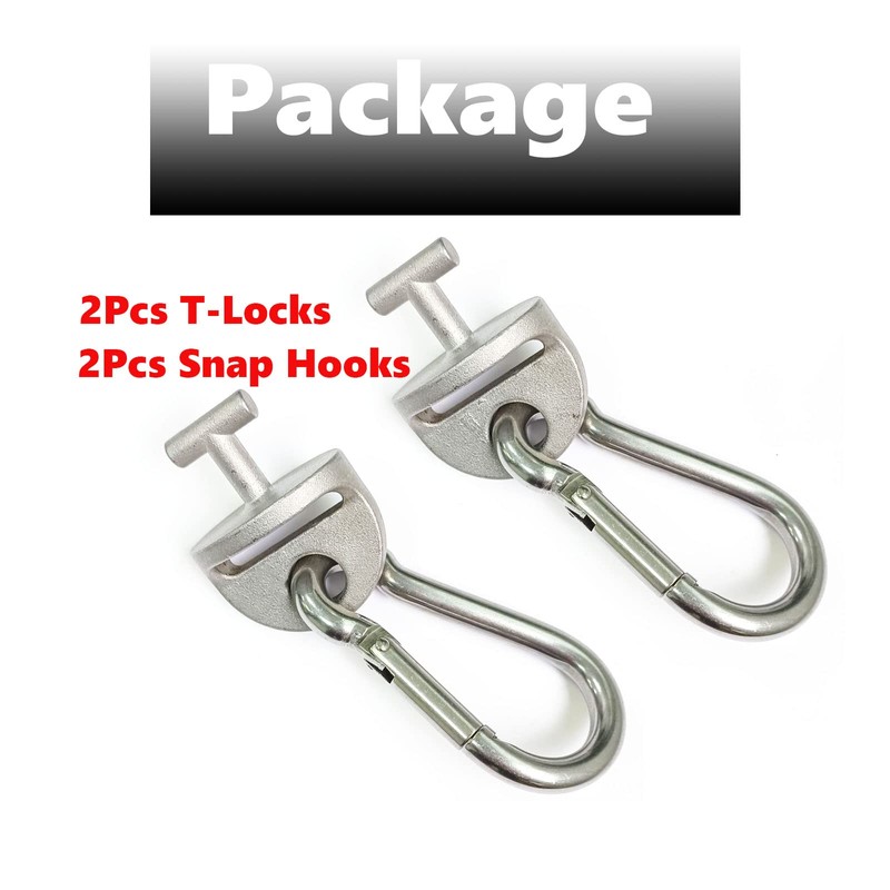 JILINWEI 1Pair Tonal T Lock Adapter with Snap Hooks, Stainless