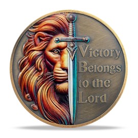 RYUKENLM Victory Belongs to The Lord Christian Challenge Coin Lion of Judah Christian Coins Revelation 5:5 Verse Token Inspirational Christian Gift for Men Women Religious Collectible