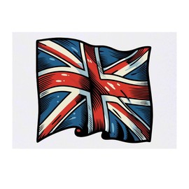 'Waving Union Jack Flag' Temporary Tattoo - Water Resistant, Skin-Safe, Non-Toxic Transfer (TO00076287)