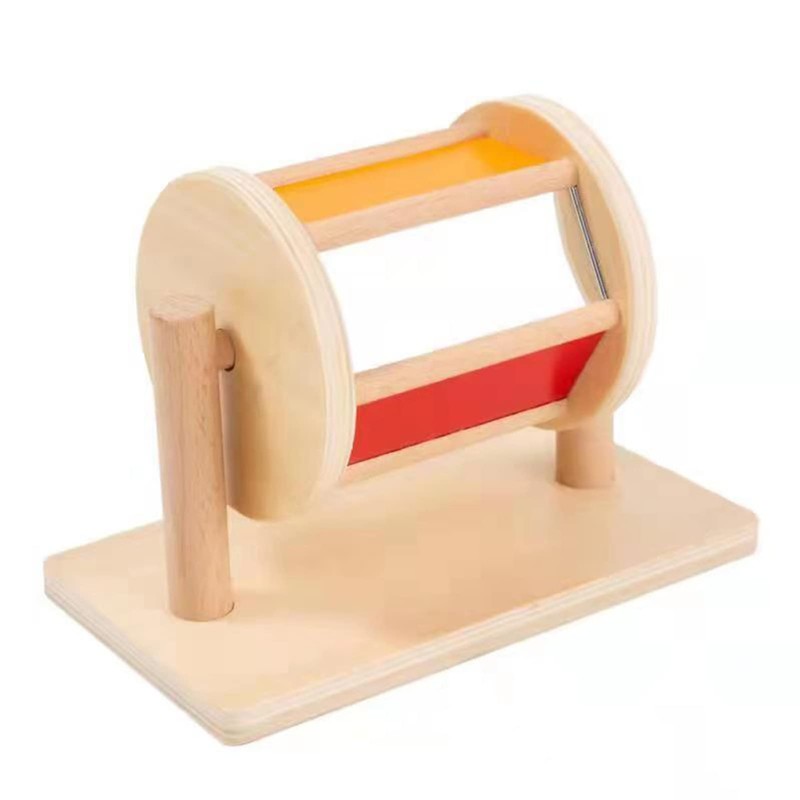 LEADER JOY Montessori Spinning Drum Baby Wooden Toys for 1-3