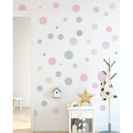Runtoo Polka Dot Wall Stickers for Girls Bedroom Colorful Wall Art Decals Kids Nursery Decor 117 Pcs