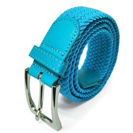 Glamexx24 Unisex Braided Belt, Elastic Fabric Stretch Belt for Men and Women, lightblue