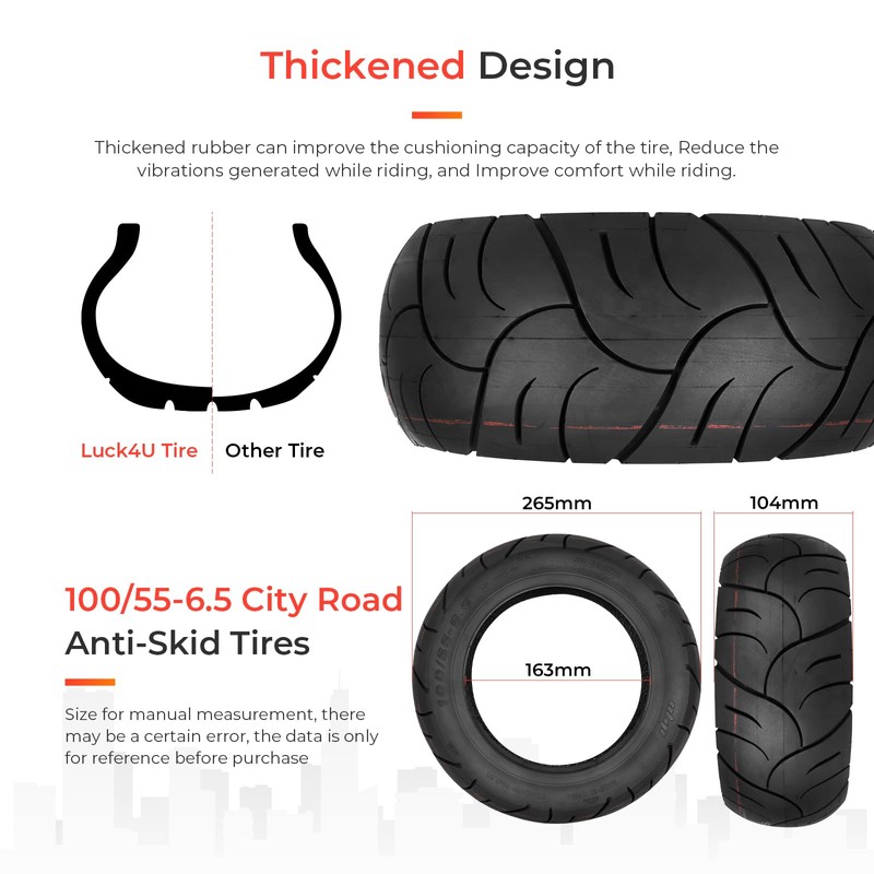 LUCK4U 100/55-6.5 Vacuum Tire for Dualtron Ultra 2 THUNDER II