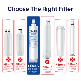 FrigiLife 4396508 Replacement for Whirlpool 4396510, EDR5RXD1, NLC240V, PNL240V, 4396508p, 4396547, 4392857, 9010, LC400V, WF-NLC240V, 46-9010, Everydrop Filter 5 Refrigerator Water Filter, 4 PACK