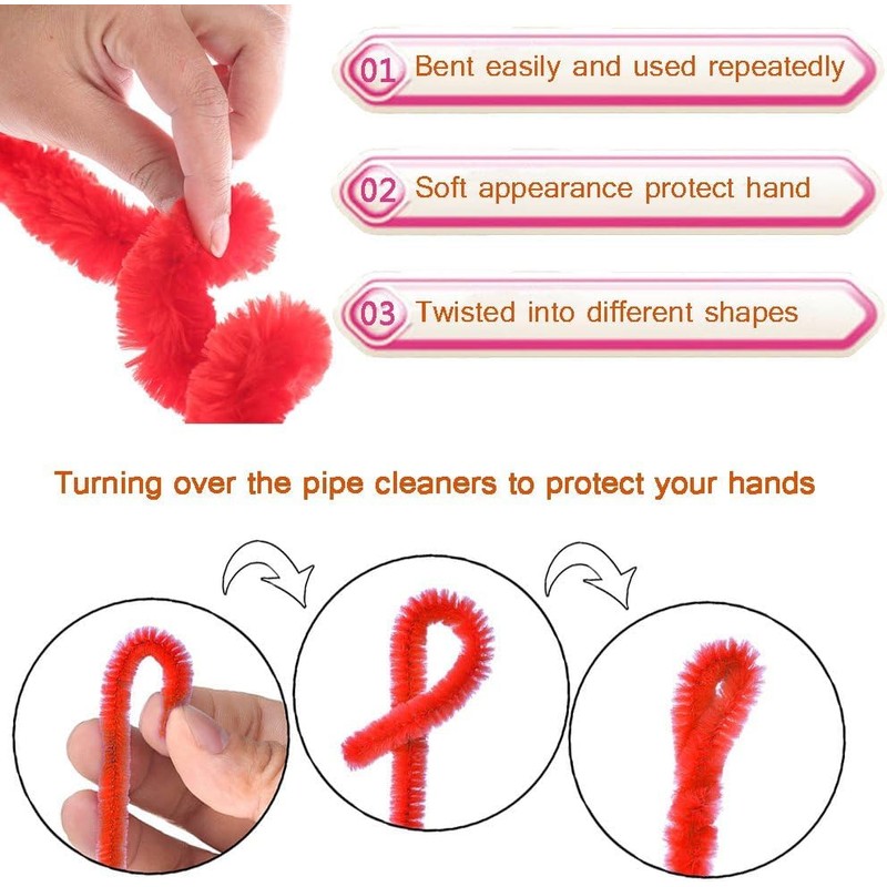 Daover Daover 200 PCS Pipe Cleaners, 10 Multi-Colors Pipe Cleaners