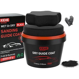 KEHE REFINISH 7.5 oz(212g) Black Dry Guide Coat Auto Body,Ultra-Fine Sanding Powder Coat Kit-Efficiently Detects Sanding Scratches, Pinholes in Body Fillers,Repairs Surface Imperfections and Dents