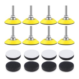 Yuhtech Polishing Pad Adapter, 8 Pieces 50 mm 2 Inch Sanding Pads Backer Plate 1/4 Inch Shaft Sanding Disc with 8 Pieces Sponge Cushions
