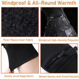 LJCUTE Winter Fingerless Cycling Gloves for Men & Women, Windproof Touchscreen Cold Weather Gloves for Photography Hunting Ski