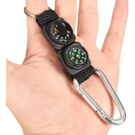 Black Carabiner Key Chain Compass Thermometer Metal Camping Outdoor Gadgets Hiking Survival to Multifunctional Mountaineering Sports Outdoor Recreation Accessories