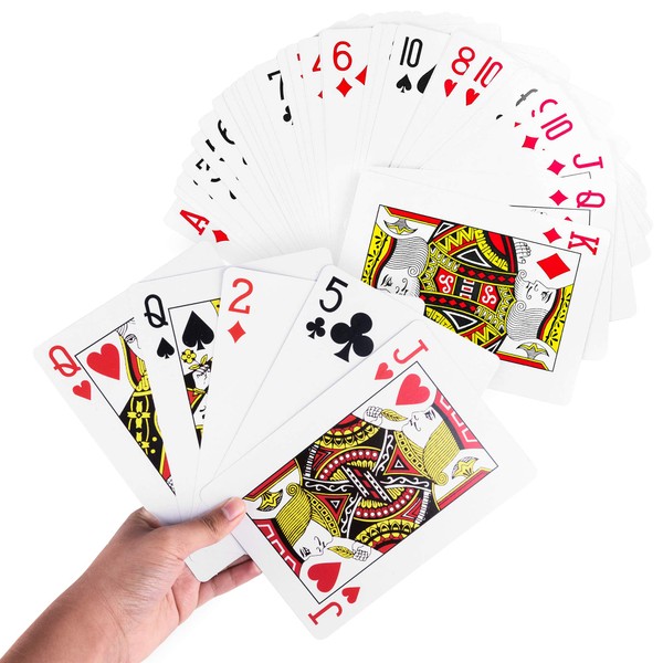 Giant Jumbo Deck of Big Playing Cards Fun Full Poker Game Set - Measures 5" x 7"
