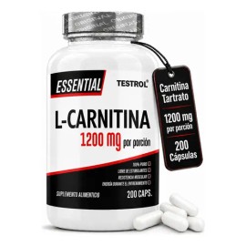 Carnitina Essential 1200mg Alta Concentración Sabor Apoyo Uso Deportivo Eficiente Bienestar General 200 Cápsulas Testrol
