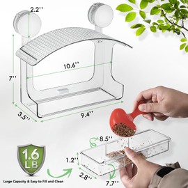 Gbekery Window Bird Feeder with Strong Adhesive Suction Cups, Clear Bird Feeders for Window Viewing, Acrylic Window Bird Houses for Viewing Inside, Suction Bird Window Feeder for Cats