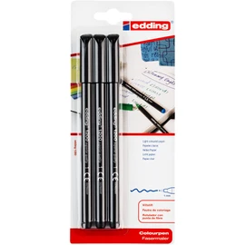 edding 1200 colour pen fine - black - pack of 3 pens - round nib 1 mm - felt-nib pen for drawing and writing - brush pens for drawing, writing, colouring, sketch pens, art pens