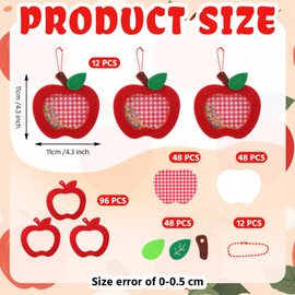 Liliaafar 12 Sets Back to School Apple Craft Kits Apple Shaker Keychain Red Fruit Fall DIY Felt Craft Set for First Day of School Classroom Fall Thanksgiving Party Supplies Activities
