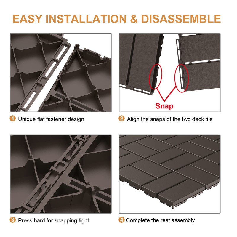 Goovilla Plastic Interlocking Deck Tiles, 9 Pack Outdoor Patio Flooring,