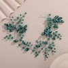 Teyglen Green Crystal Bride Flower Wedding Hair Vine Handmade Rhinestone