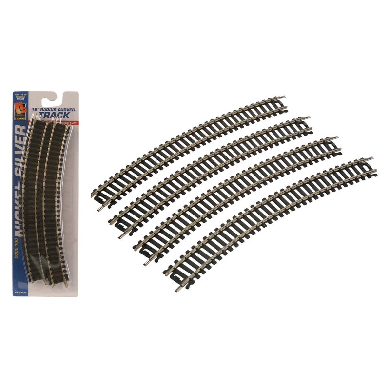 Walthers Life-Like 18" Radius Curve 4-Pack-Code 100 Nickel Silver 433-3000