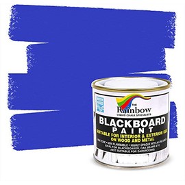 Chalkboard Blackboard Paint - Brush on Wood, Metal, Glass, Wall, Plaster Boards Sign, Frame or Any Surface. Use with Chalk Pen Wet Erase, Non-Toxic - Matte Finish [Blue] - (8.5oz Cover 32 sf)