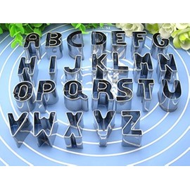 Windspeed - Juego de moldes para galletas con forma de letra del alfabeto de acero inoxidable, 26 piezas