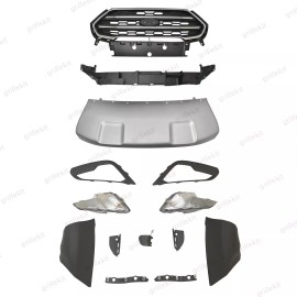 ROKY 14PC For EcoSport 2018-2021 Chrome Grille Fog lights Bezel Bumper Bracket Kit