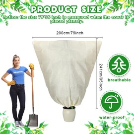 3 Pcs Winter Plant Covers Freeze Protection 85 x 85 Inch Cold Weather Frost Blankets with Drawstring and Zipper Winter Large Tree Protectors Frost Cloth Tree Wrap Shrub Jacket for Outdoor (Beige)