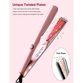 LANDOT 2-IN-1 Glätteisen und Lockenstab: Glätteisen Locken und Glätten - Professioneller Haarglätter Geschwungene Stylingplatten zum Glätten Locken Wellen